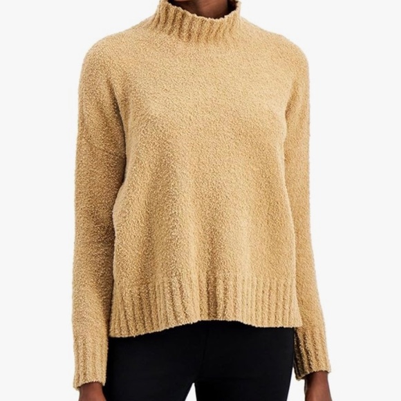 Eileen Fisher Sweaters - Eileen Fisher Organic Cotton Cozy Brown Boucle Cropped Sweater Honey
